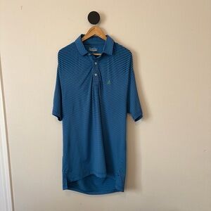 Straight Down Striped Blue Golf Polo Size Large